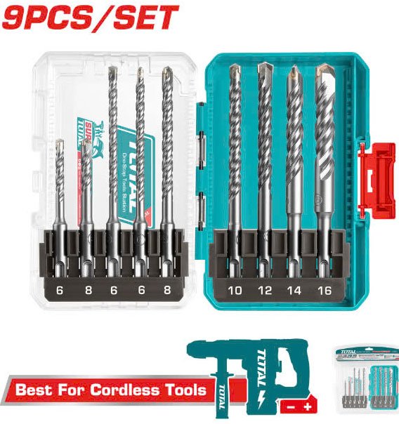 9 Pcs SDS plus hammer drill bits set