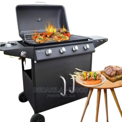 Barbecue à gaz Decakila 4 brûleurs + feu latéral - Noir