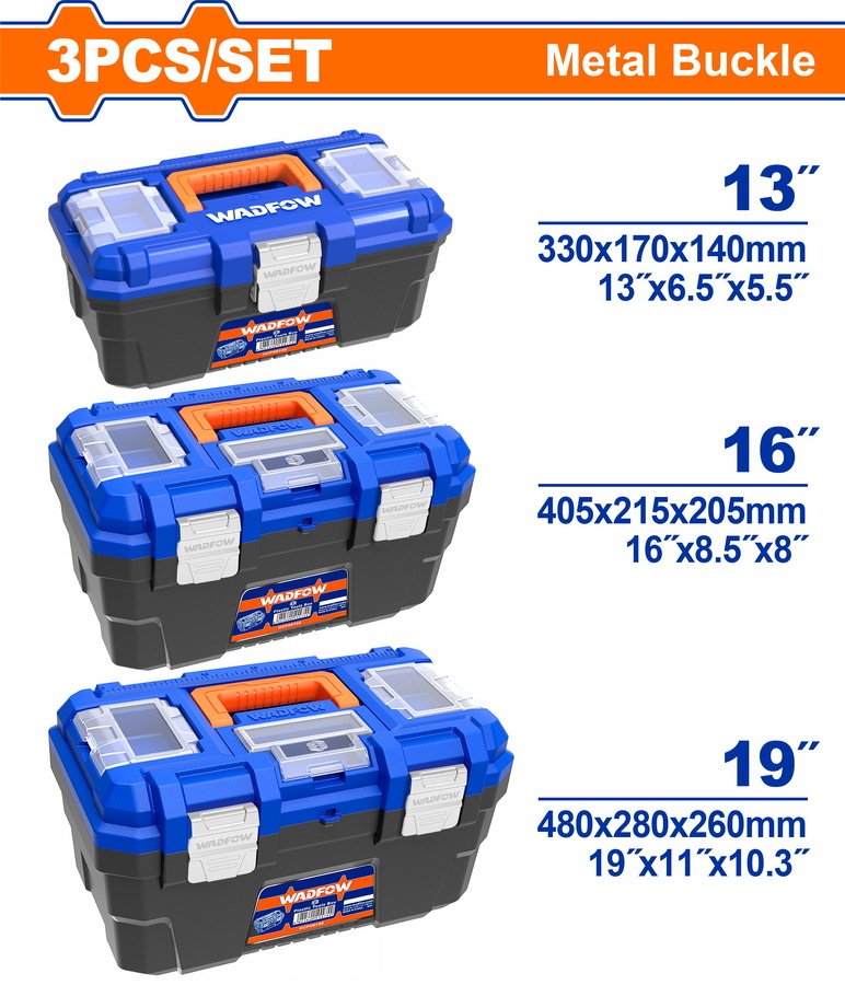 3 Pcs Plastic tool boxes set